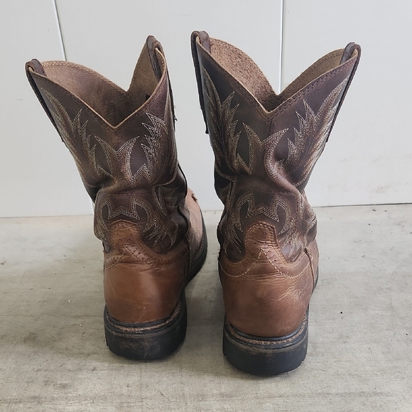 ARIAT QuickDraw Brown Leather Square Toe Pull On Western Boots Size 13D - Picture 3 of 8
